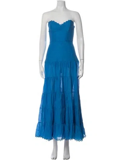 Pre-owned Charo Ruiz Strapless Long Dress In Blue