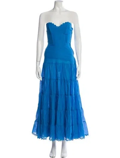 Pre-owned Charo Ruiz Strapless Long Dress W/ Tags In Blue