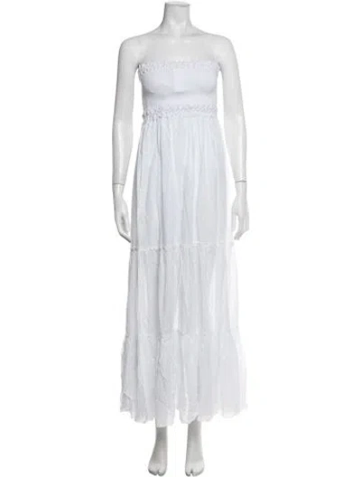 Pre-owned Charo Ruiz Strapless Long Dress W/ Tags In White
