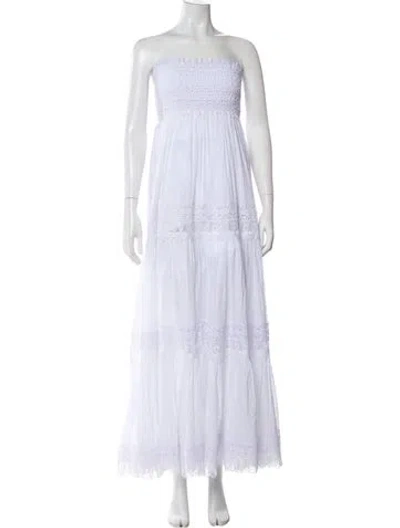 Pre-owned Charo Ruiz Strapless Long Dress In White