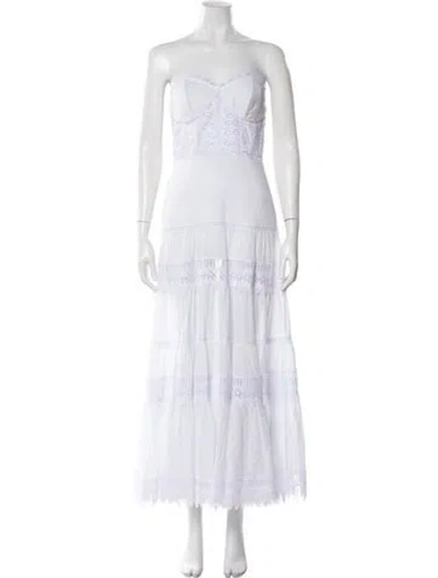 Pre-owned Charo Ruiz Strapless Long Dress In White