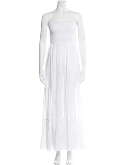 Pre-owned Charo Ruiz Strapless Long Dress In White