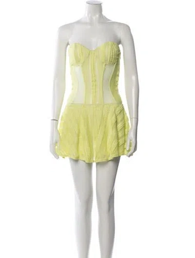 Pre-owned Charo Ruiz Strapless Mini Dress In Green