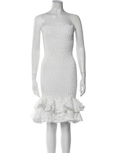Pre-owned Charo Ruiz Strapless Mini Dress In White