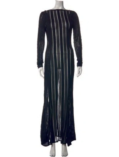 Pre-owned Charo Ruiz Striped Long Dress In Black