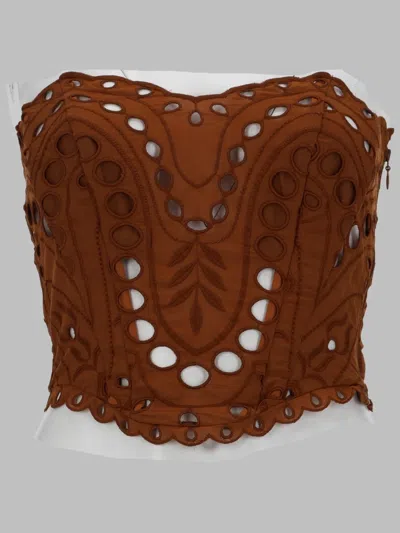 Charo Ruiz Stylish Women's Mini Lace Top In Brown