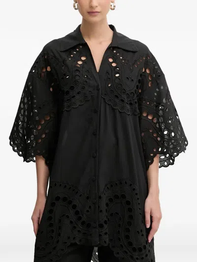 Charo Ruiz Tao Eyelet Blouse In Blue