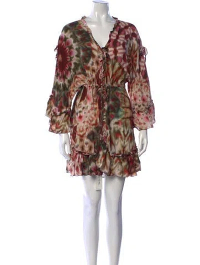 Pre-owned Charo Ruiz Tie-dye Print Mini Dress In Green