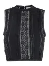 Charo Ruiz 'asteria' Black Top With Embroidery Details And Semi-transparent Design In Black