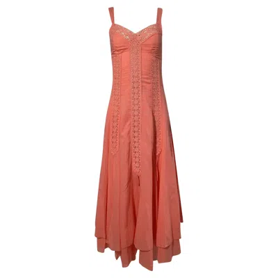 Charo Ruiz V-neck Long Dress In Coral Cotton In Pink
