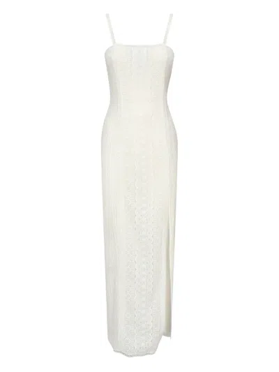 Charo Ruiz Vannie Lace-insert Side-slit Dress In White