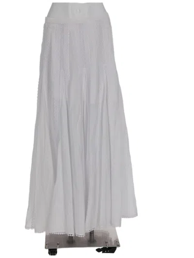 Charo Ruiz Vertical Lace Trim Panel Maxi Skirt In White