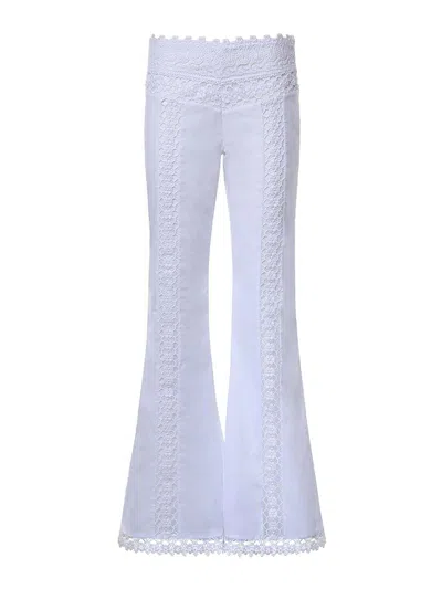Charo Ruiz Vianora Cotton Voile And Lace Pants In White