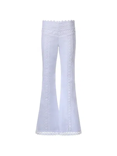Charo Ruiz Vianora Lace-trimmed Flared Trousers In Blue