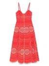 Charo Ruiz Catta Scalloped Broderie Anglaise Cotton-blend Midi Dress In Red