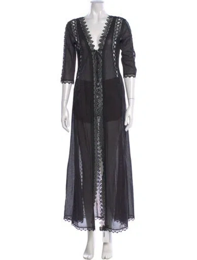 Pre-owned Charo Ruiz V-neck Long Dress In Black