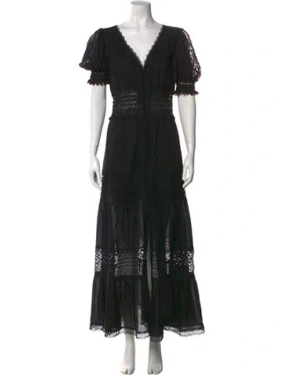 Pre-owned Charo Ruiz V-neck Long Dress In Black