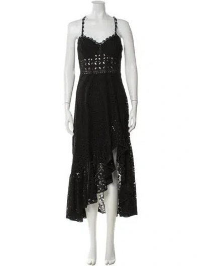 Pre-owned Charo Ruiz V-neck Long Dress In Black