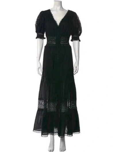 Pre-owned Charo Ruiz V-neck Long Dress In Black