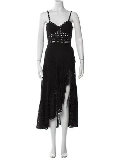 Pre-owned Charo Ruiz V-neck Long Dress In Black