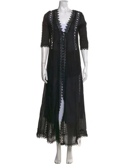 Pre-owned Charo Ruiz V-neck Long Dress In Black