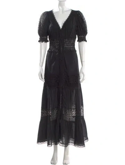 Pre-owned Charo Ruiz V-neck Long Dress In Black