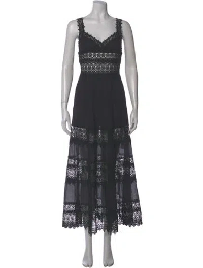 Pre-owned Charo Ruiz V-neck Long Dress In Gray