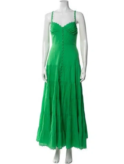 Pre-owned Charo Ruiz V-neck Long Dress In Green