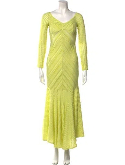 Pre-owned Charo Ruiz V-neck Long Dress W/ Tags In Green