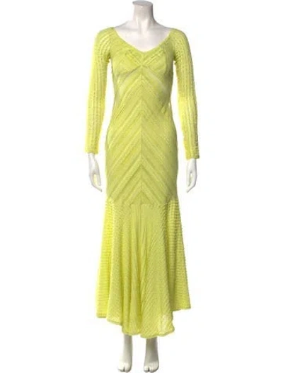 Pre-owned Charo Ruiz V-neck Long Dress W/ Tags In Green