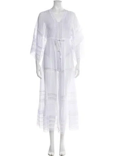 Pre-owned Charo Ruiz V-neck Long Dress In White