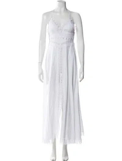 Pre-owned Charo Ruiz V-neck Long Dress In White
