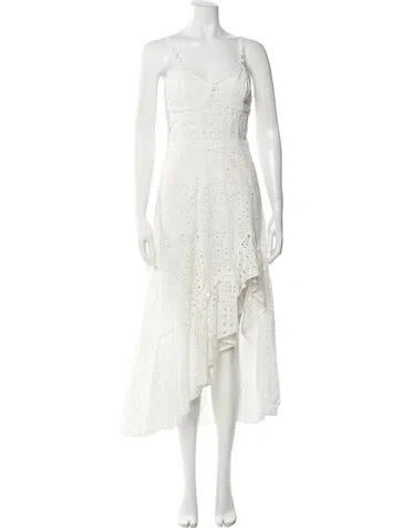 Pre-owned Charo Ruiz V-neck Long Dress In White