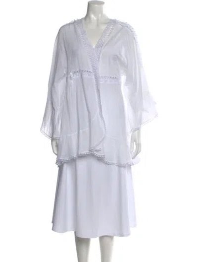 Pre-owned Charo Ruiz V-neck Long Sleeve Blouse In White