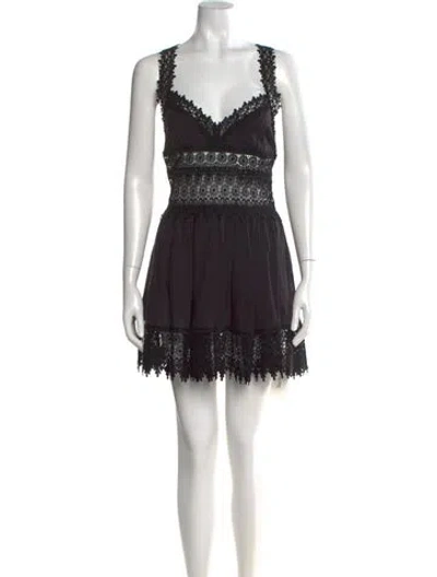 Pre-owned Charo Ruiz V-neck Mini Dress In Black