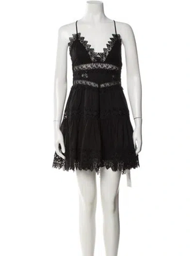Pre-owned Charo Ruiz V-neck Mini Dress In Black