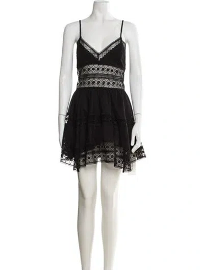 Pre-owned Charo Ruiz V-neck Mini Dress In Black