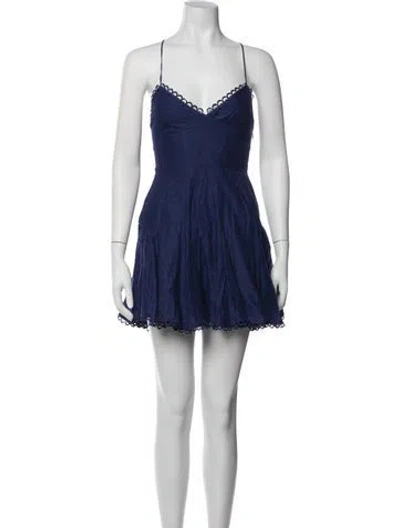 Pre-owned Charo Ruiz V-neck Mini Dress In Blue
