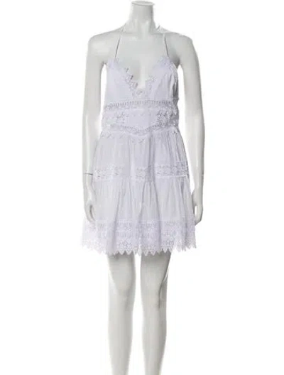 Pre-owned Charo Ruiz V-neck Mini Dress In White