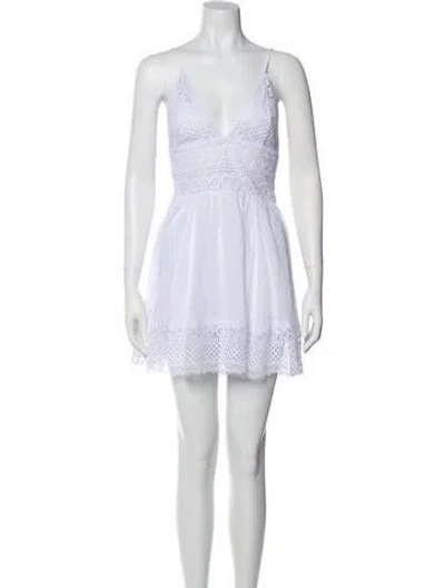 Pre-owned Charo Ruiz V-neck Mini Dress In White