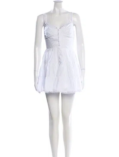 Pre-owned Charo Ruiz V-neck Mini Dress In White
