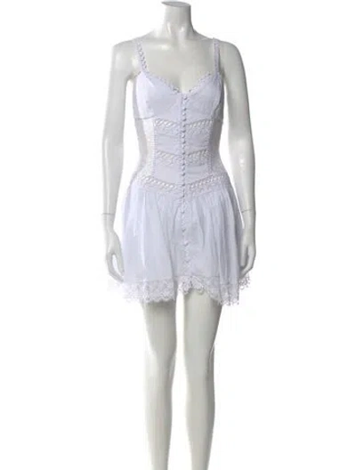 Pre-owned Charo Ruiz V-neck Mini Dress In White