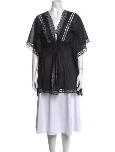 Pre-owned Charo Ruiz V-neck Short Sleeve Tunic In Black