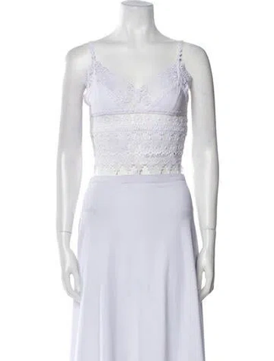 Pre-owned Charo Ruiz V-neck Sleeveless Crop Top In White