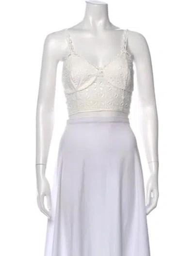 Pre-owned Charo Ruiz V-neck Sleeveless Crop Top In White