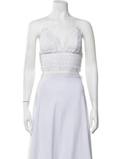 Pre-owned Charo Ruiz V-neck Sleeveless Crop Top In White