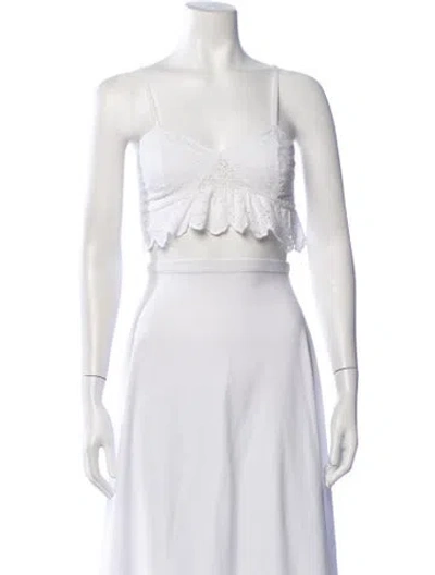 Pre-owned Charo Ruiz V-neck Sleeveless Crop Top In White