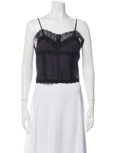 Pre-owned Charo Ruiz V-neck Sleeveless Top In Black