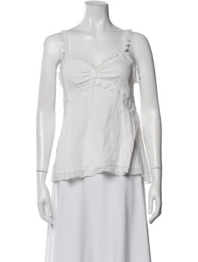 Pre-owned Charo Ruiz V-neck Sleeveless Top In White