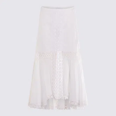 Charo Ruiz White Cotton Midi Skirt